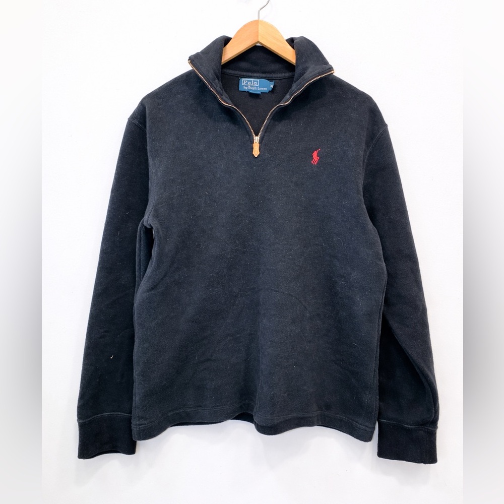 Polo by Ralph Lauren Black Quarter Zip Pullover Sweatshirt Men’s Medium